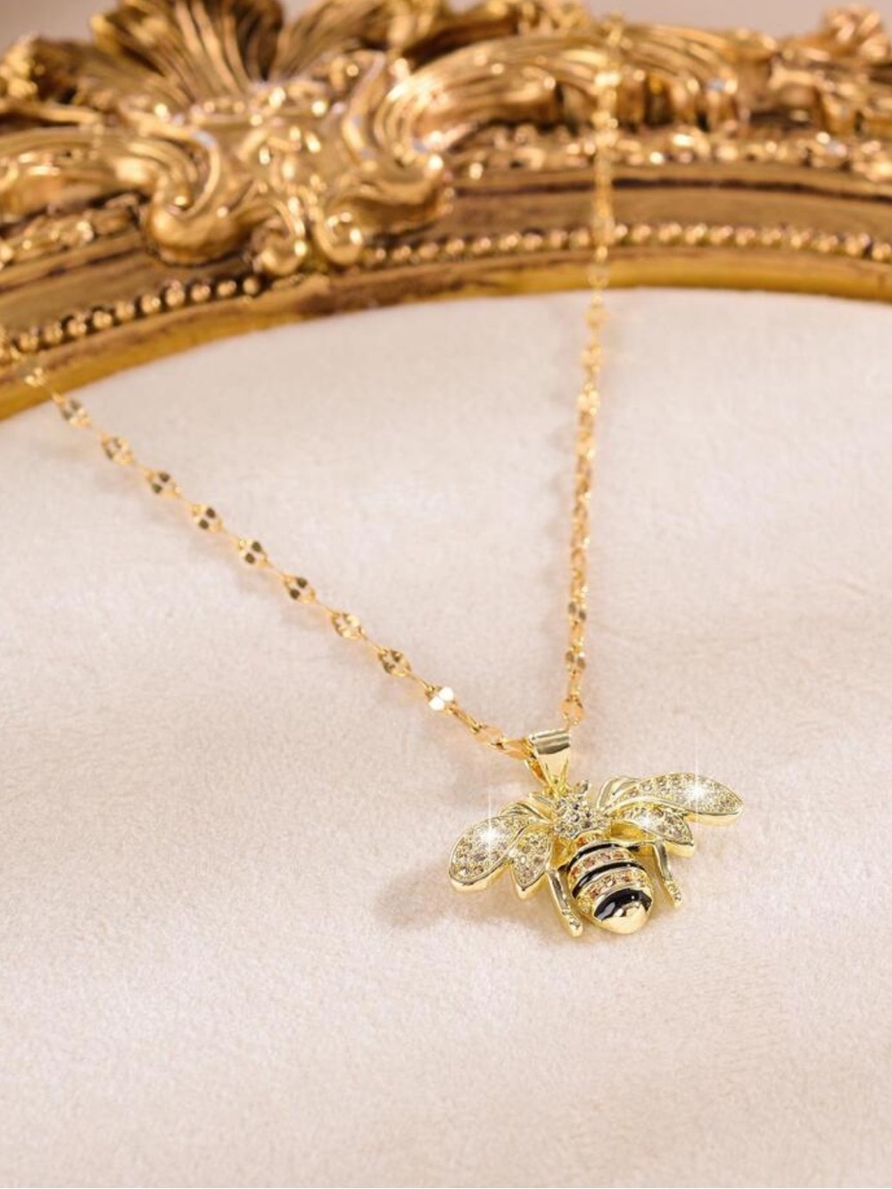 Gold Bee Pendant Necklace